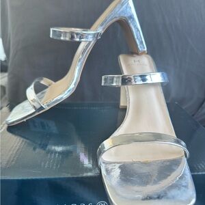 H by Halston Silver Strappy Heels / Factory Defects (minimal white smudges)